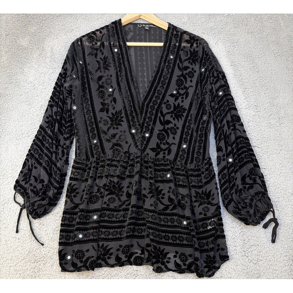 Love & Lemons Dress Womens Small J'adore Dress Black Whimsigoth Burnout Boho